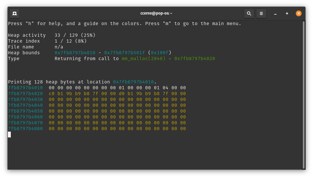 Screenshot of a function return